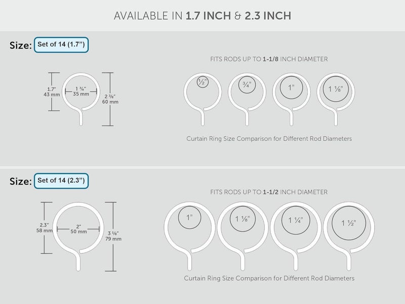 Ivilon حلقة ستارة عيون الدراما - حلقة 1.7" لخطاطيف الستائر، مجموعة من 14 - ذهب دافئ - Image 2